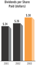 Dividends per Share Paid Bar Chart